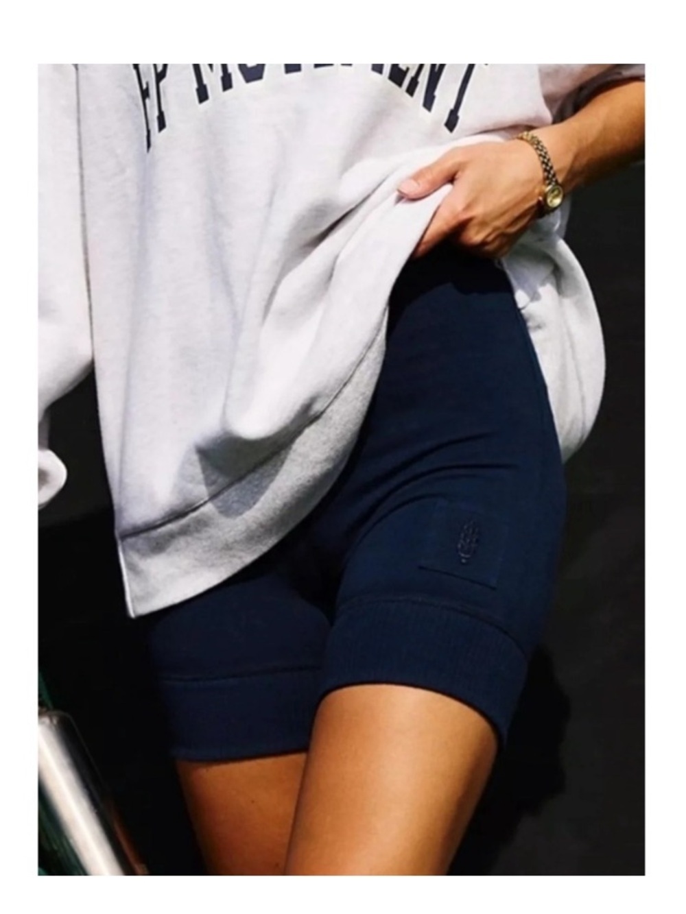 Free People Movement Mid Rise Midnight Navy Victory Biker Shorts Size Small